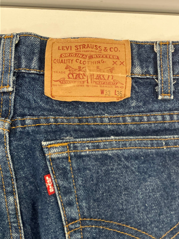 リーバイス Levi's 80's 80年代 赤文字505 ナイロンフットボタン ボタン裏585刻印 MADE IN USA アメリカ製 VINTAGE ヴィンテージ 505-0217 デニム ブルー W33L36 101MB-755