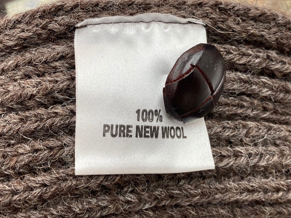 エコッセ Niffi ECOSSE Harris Tweed ハリスツイード ニット 英国製 くるみボタン カーディガン チェック ブラウン XSサイズ 104MT-2257