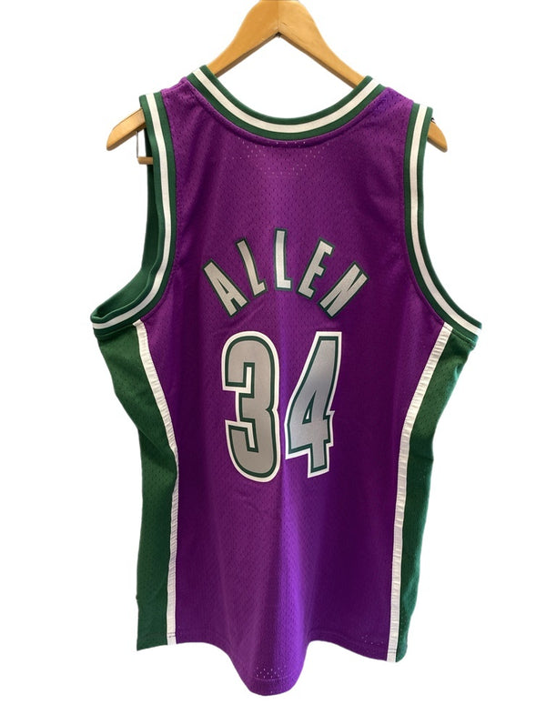 ミッチェル＆ネス Mitchell & Ness NBA ゲームシャツ メッシュタンク タンクトップ バスケ BUCKS RAY ALLEN 34 XL ノースリーブ パープル LLサイズ 101MT-3235