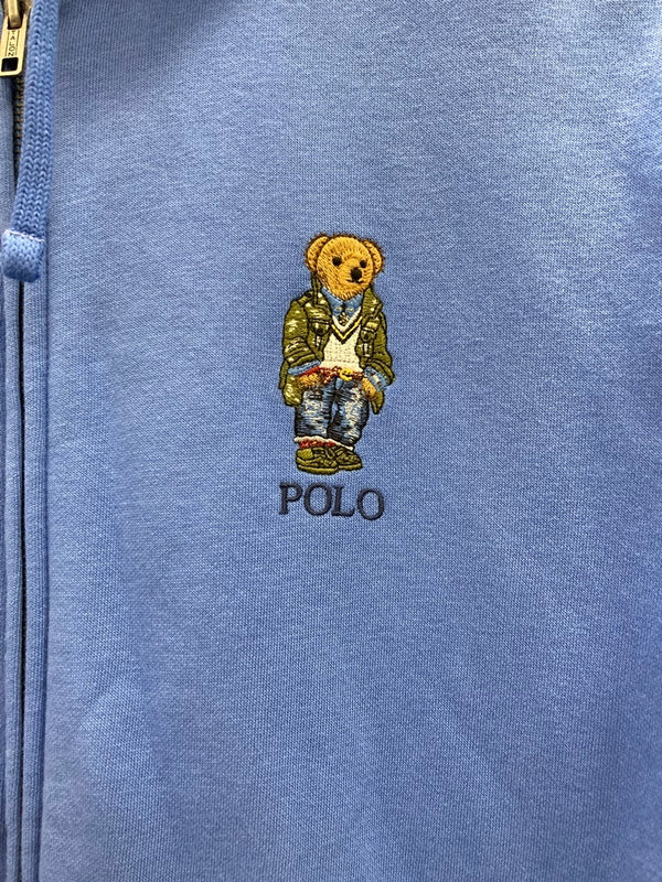 ラルフローレン RalphLauren POLO ポロベア 刺繍 パーカー 水色 フーディ ジップパーカー パーカ ブルー Mサイズ 101MT-3055