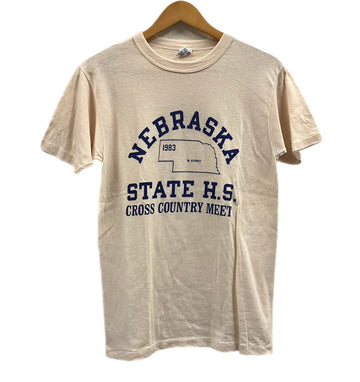 チャンピオン Champion 80's 80年代 トリコタグ NEBRASKA STATE ネブラスカ 染み込みプリント vintage ヴィンテージ made in USA アメリカ製 Tシャツ ベージュ Mサイズ 101MT-4036
