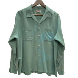 【曜日割引対象外】 ヴィンテージ vintage 60's Campus Washable USA製 レーヨンシャツ 長袖シャツ ブルー XLサイズ 201MT-3719 VB