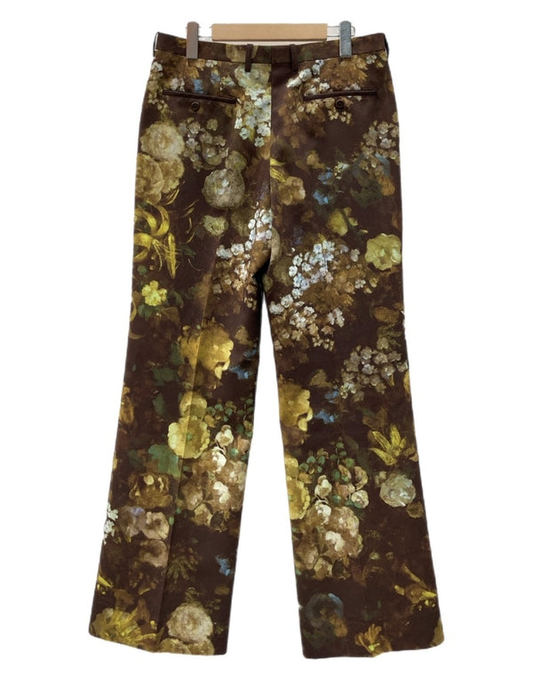 ラッドミュージシャン LAD MUSICIAN FLOWER SLIM FLARE SLACKS PANTS フラワー スリム フレア スラックス パンツ 花柄 ジップフライ 茶 総柄 2123-578 スラックス ブラウン サイズ 46 104MB-286