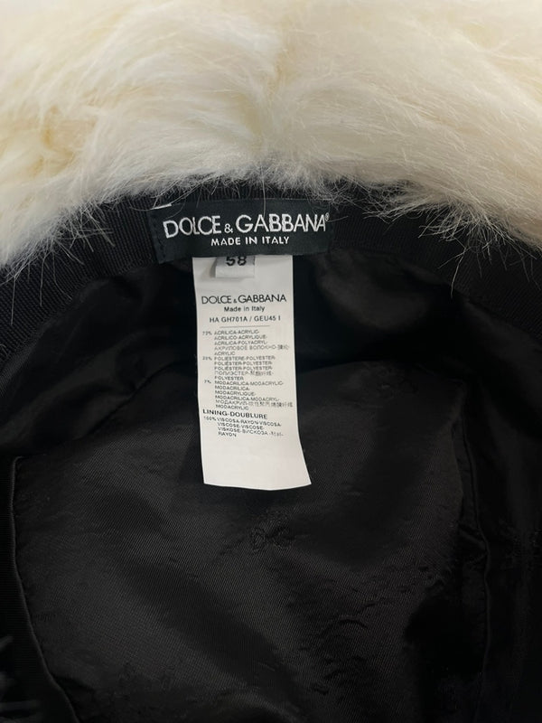 ドルチェ＆ガッバーナ Dolce&Gabbana ドルガバ ファー バケハ ロゴ 白 GH701A/GEU45I 帽子 レディース帽子 ハット ホワイト 101hat-148