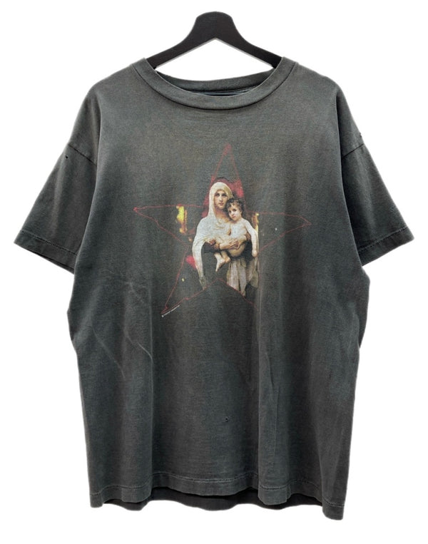 セントマイケル SAINT MICHAEL 23SS SS TEE / STAR MARIA マリア Tシャツ ダメージ加工 エイジング 半袖  SM-S23-0000-007 Tシャツ プリント グレー Lサイズ 104MT-2006