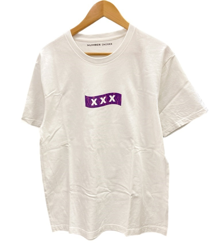 ゴットセレクション GOD SELECTION XXX × NUMBER (N)INE ナンバーナイン ゴッドセレクション トリプルエックス  WHITE x PURPLE 半袖 白 Tシャツ ロゴ ホワイト Sサイズ 101MT-2624 | 古着通販のドンドンサガール