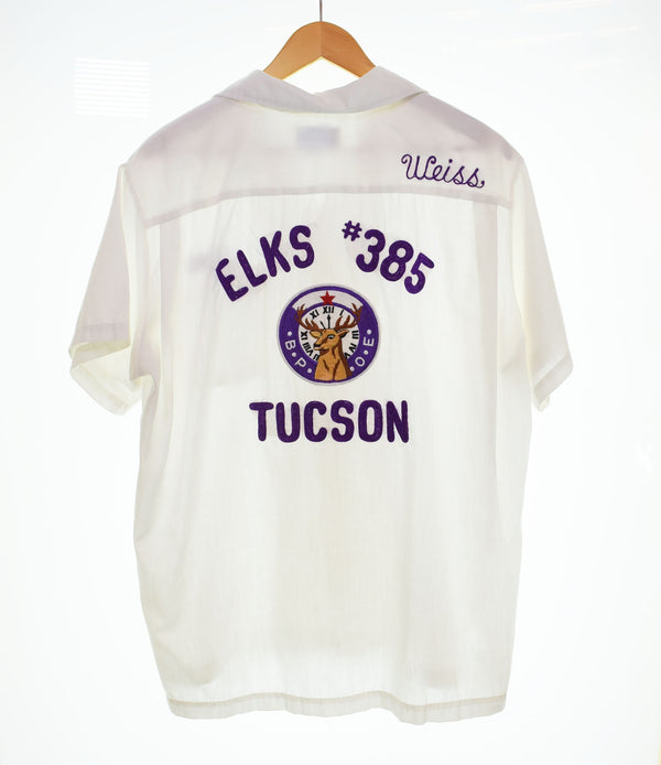 ヒルトン HILTON 70's  Bowling Shirt ボーリング シャツ 70s 70年代 MADE IN USA アメリカ製  半袖シャツ ホワイト Lサイズ 103MT-2692