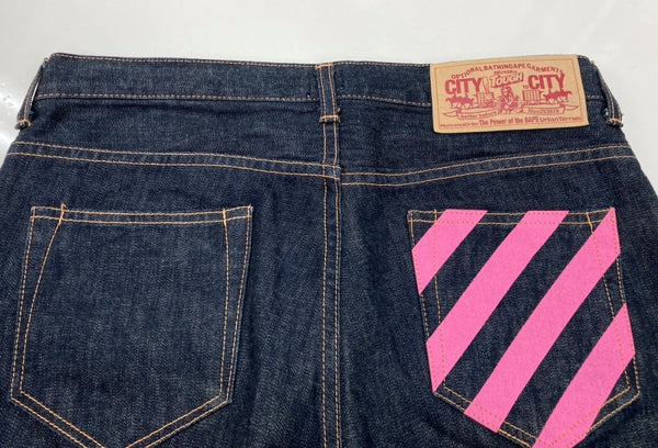 アベイシングエイプ A BATHING APE Milo Face Denim Pants マイロ フェイス デニム パンツ ジーンズ 紺 プリント デニム ネイビー TALL 104MB-369