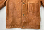 ワイツーレザー Y'2LEATHER PERSIMMON TANNIN DYED HORSE WWII Type JACKET 柿渋 ホース Gジャン 1st 大戦モデル 月桂樹 4つボタン サイズ36 ジャケット 無地 ブラウン 104MT-1464