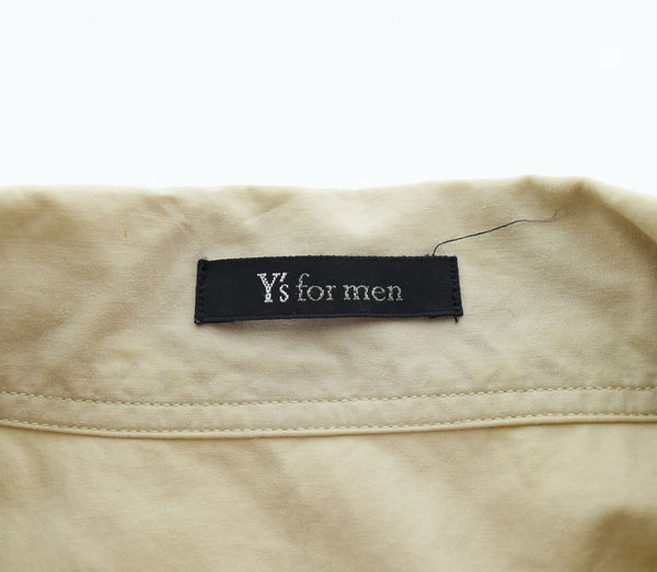 ワイズ Y's Y's for men OPEN COLLAR OVER SIZE SHIRT オープン カラー オーバー サイズ シャツ 半袖シャツ ベージュ 103MT-2653
