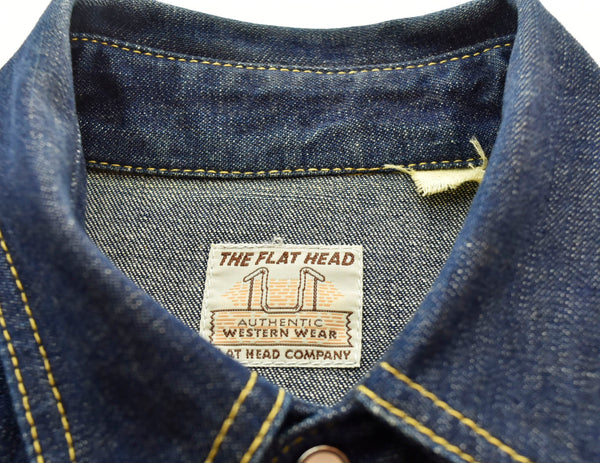 フラットヘッド THE FLAT HEAD  7001 プリント デニム ウエスタンシャツ 青 7001 38 長袖シャツ 刺繍 ブルー 103MT-366