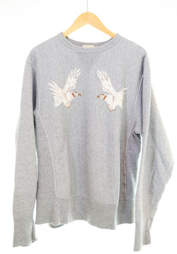アビレックス AVIREX 前V リバース仕様 鷹 イーグル プリント スウェット 613859 スウェット グレー Lサイズ 103MT-3403