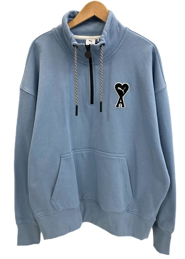 プーマ PUMA Ami Alexandre Mattiussi アミ HALF‐ZIP ハーフジップ スウェット 水色  535993-73 MENS XL スウェット ブルー LLサイズ 101MT-3675