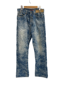 パームエンジェルス PALM ANGELS CLENEGA ツリープリントジーンズ ヤシの木 総柄 刺繍 デニム ブルー サイズ32 101MB-708