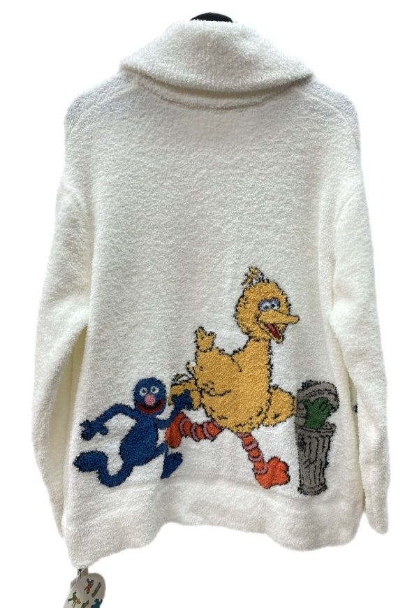 ジェラートピケ gelato pique 23AW ジャガードショールカーディガン セサミストリート ルームウェア フロントボタン ロゴ タグ付き WHITE 白 SSMUNT235406 カーディガン キャラクター ホワイト M-Lサイズ 104LT-133