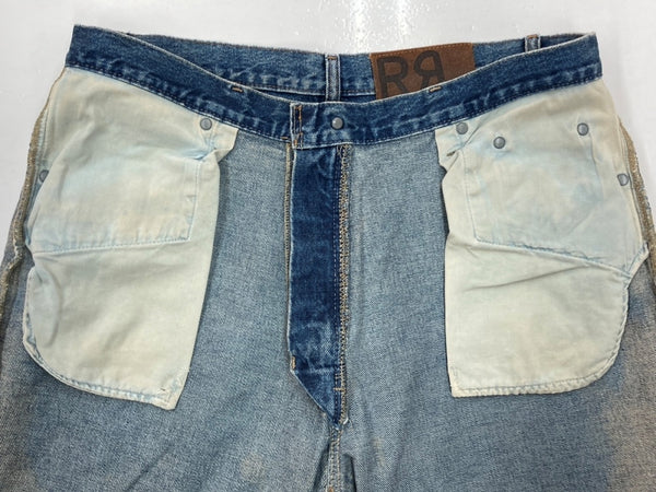 ダブルアールエル RRL 90s DENIM PANTS デニム パンツ ジップフライ ジーパン ジーンズ USA製 Ralph Lauren インディゴ 青 ロゴ R004 デニム ブルー サイズ 35 104MB-232