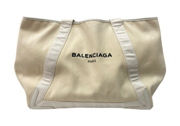 バレンシアガ BALENCIAGA TOTE BAG トート バッグ ネイビーカバス キャンバス かばん 白 バッグ メンズバッグ トートバッグ ロゴ ホワイト 104B-85