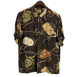 【曜日割引対象外】 サンサーフ SUN SURF Noh Mask 能面 アロハシャツ SS31609 半袖シャツ ブラウン Mサイズ 201MT-3826 VB