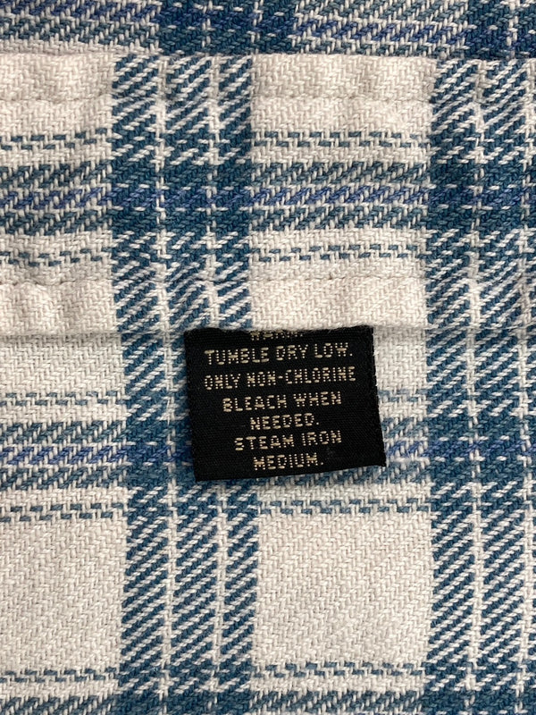 ダブルアールエル RRL 90s 90年代 三ツ星タグ ヘビーネル ネルシャツ ウエスタンシャツ 白 青 長袖シャツ チェック ホワイト Mサイズ 104MT-2015