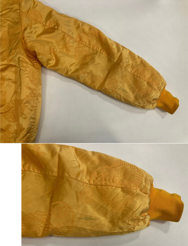ヴィンテージ vintage 70's~ 70年代～ KOREA スカジャン スーベニアジャケット コリアンジャンパー 中綿入り KKK ZIPPER 龍 ドラゴン 刺繍 サテン ジャケット イエロー 101MT-4800
