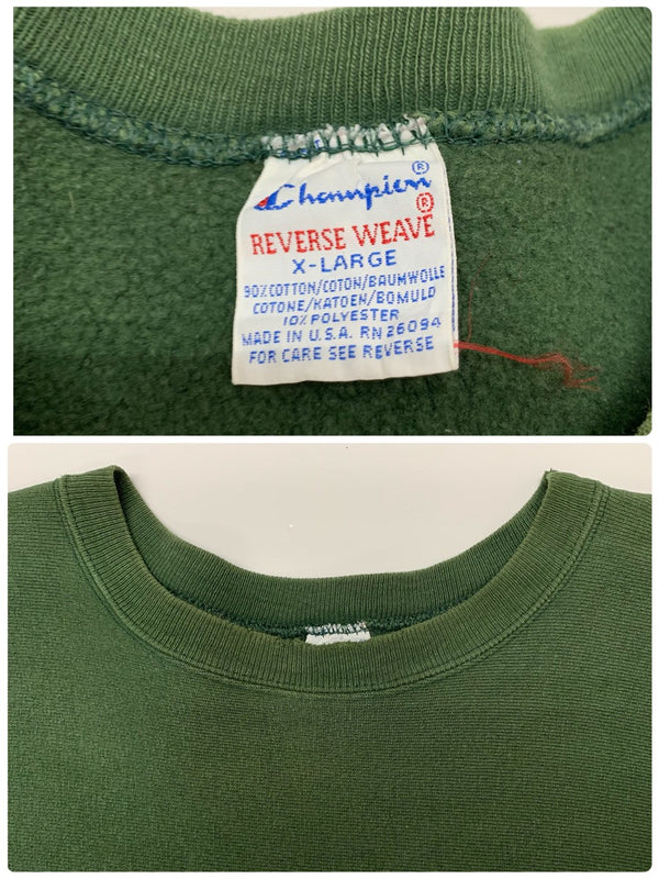 【曜日割引対象外】 チャンピオン Champion 90's REVERSE WEAVE USA製 DEPAUW スウェット グリーン XLサイズ 201MT-3136 VB