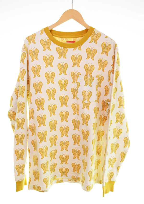 シュプリーム SUPREME 18SS Butterfly Jacquard L S Top Tee 蝶 ロンT   Mサイズ 103MT-2791
