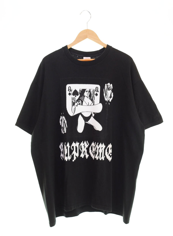 シュプリーム SUPREME 19AW Queen Tee クイーンTシャツ トランプ柄 ビッグロゴ XL Tシャツ ブラック 103MT-2726