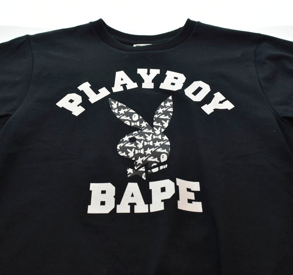アベイシングエイプ A BATHING APE PLAYBOY プレイボーイ ロゴプリント 半袖Tシャツ 黒 Tシャツ プリント ブラック Sサイズ 103MT-556