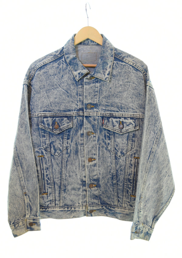 リーバイス  Levi's  USA製 90年代 ケミカルウォッシュ デニムジャケット 青 70507-0219 ジャケット ブルー Mサイズ 103MT-1045