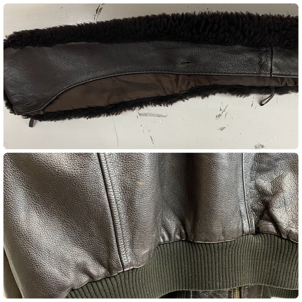 【曜日割引対象外】 リーバイス Levi's 90's 襟ボア付き 韓国製 レザージャケット フライト ジャケット ブラウン XLサイズ 201MT-4883 VB