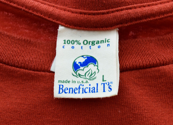 パタゴニア PATAGONIA USA製 90s Beneficial ロゴ プリント 半袖Tシャツ 赤 Tシャツ プリント レッド Lサイズ 103MT-664