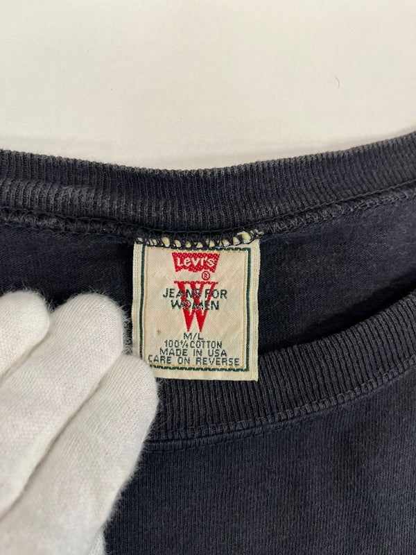 リーバイス Levi's US古着  REDTAB ロゴ プリントTシャツ USA製 WOMEN M/L Tシャツ ブラック 101MT-4844