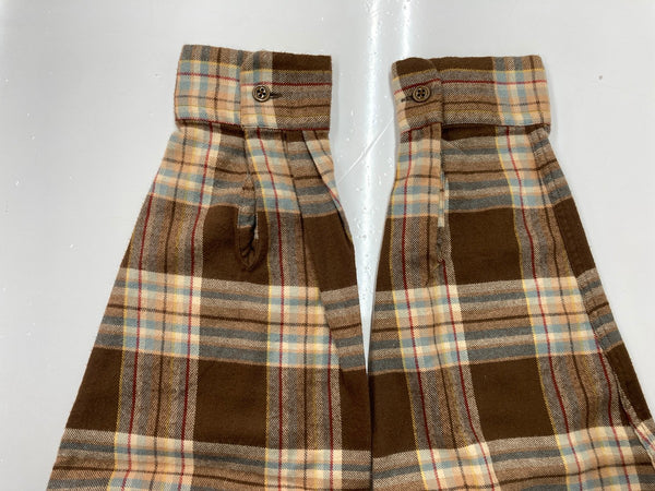 ダブルアールエル RRL 90s 90年代 三ツ星タグ フランネル ネルシャツ オープンカラー 開襟 ボックスカット 茶色 長袖シャツ チェック ブラウン 104MT-2016