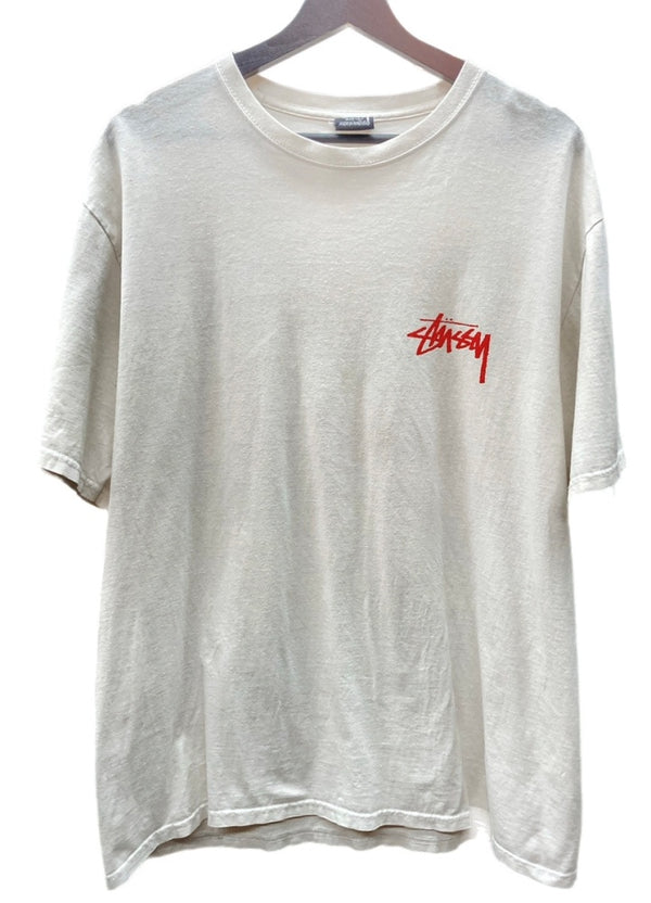 ステューシー STUSSY Skate Tough Tee T-shirt 半袖 カットソー クルーネック コットン ホンジュラス製 バックプリント WHITE 白 Tシャツ ロゴ ホワイト Lサイズ 104MT-1786