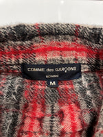 コムデギャルソン COMME des GARCONS HOMME 12AW ZIP UP CARDIGAN ジップ アップ カーディガン 切り替え ニット セーター 長袖 赤 HJ-T017 カーディガン チェック レッド Mサイズ 104MT-1625
