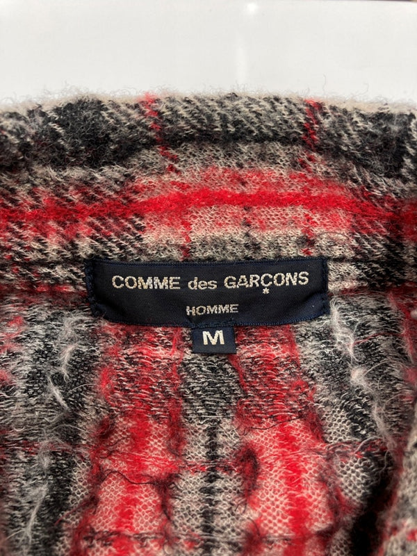 コムデギャルソン COMME des GARCONS HOMME 12AW ZIP UP CARDIGAN ジップ アップ カーディガン 切り替え ニット セーター 長袖 赤 HJ-T017 カーディガン チェック レッド Mサイズ 104MT-1625
