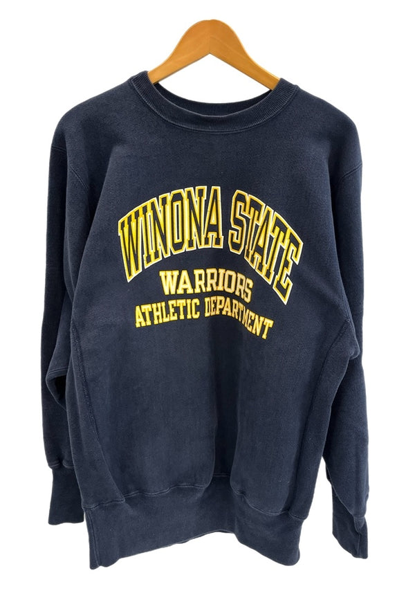 チャンピオン Champion 90s～ ヴィンテージ Vintage 刺繍タグ リバースウィーブ REVERSE WEAVE US古着 3連プリント WINONA STATE XL スウェット ネイビー LLサイズ 101MT-4183