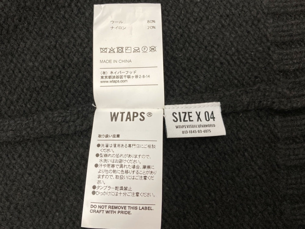 ダブルタップス WTAPS 19AW PALMER SWEATER WONY 厚手カーディガン ニット セーター EX39_COLLECTION 黒  192MADT-KNM03 SIZE4 カーディガン 無地 ブラック 104MT-777 | 古着通販のドンドンサガール