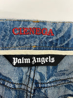 パームエンジェルス PALM ANGELS CLENEGA ツリープリントジーンズ ヤシの木 総柄 刺繍 デニム ブルー サイズ32 101MB-708