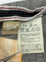 ステューシー STUSSY × LEVI'S リーバイス SS502 ダメージ加工 リペア加工 デニム ジーンズ 黒 ロゴ デニム ブラック 30 104MB-337