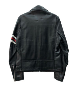 ステューシー STUSSY Schott ショット コラボ シングル ライダース レザー 革ジャン ラムレザー 羊革 USA製 黒 7547 サイズ 38 ジャケット ライン ブラック 104MT-2077