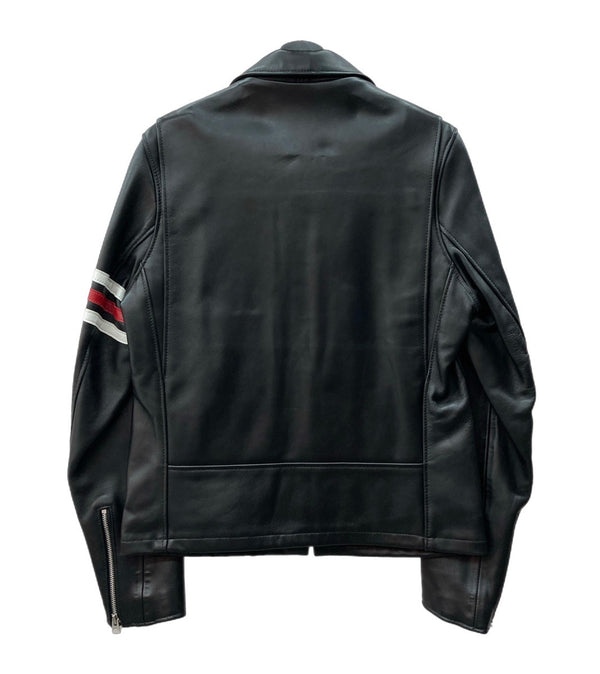 ステューシー STUSSY Schott ショット コラボ シングル ライダース レザー 革ジャン ラムレザー 羊革 USA製 黒 7547 サイズ 38 ジャケット ライン ブラック 104MT-2077