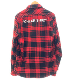 オフホワイト Off-White 18AW QUOTE FLANNEL SHIRT フランネル チェック シャツ ネルシャツ 赤 黒 OMGA060E18A27010 - 長袖シャツ チェック レッド 104MT-30