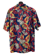 ラルフローレン RalphLauren 90s OPEN COLLAR SHIRT オープン カラー シャツ アロハ ハワイアン 半袖 開襟 紺 半袖シャツ 花・植物 マルチカラー Lサイズ 104MT-1508