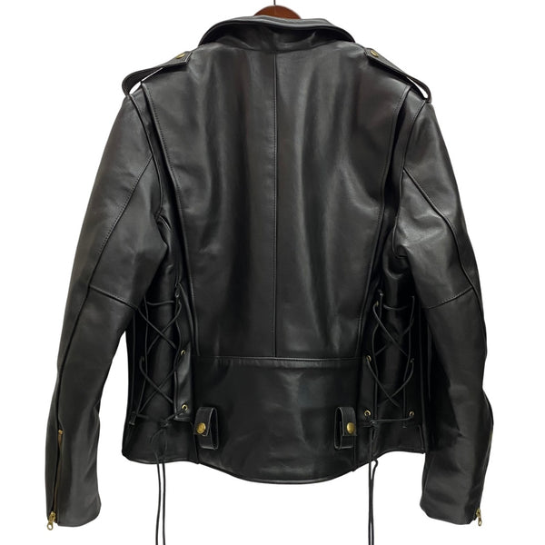 【曜日割引対象外】 バンソン VANSON ハイウェイマン ダブルライダース Dポケット USA製 レザー ジャケット ブラック 46サイズ 201MT-4147 VB