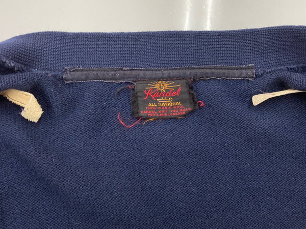 ヴィンテージ vintage 60s 60年代 Kandel レタードカーディガン ニット セーター 紺 黄色 カーディガン ライン ネイビー 104MT-1905