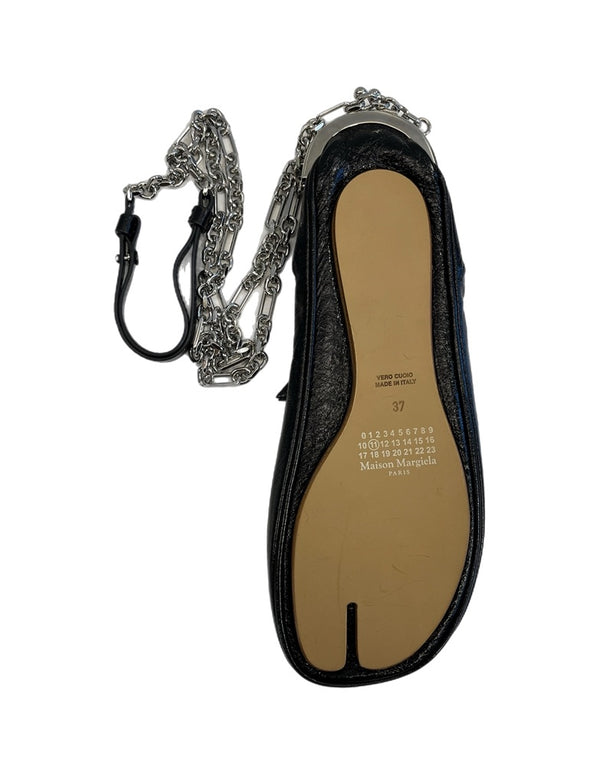 メゾン マルジェラ MAISON MARGIELA tabi ソールバッグ がま口 レザーバッグ 黒×シルバー バッグ レディースバッグ ショルダーバッグ・メッセンジャーバッグ ブラック 101bag-206