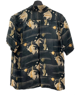 サンサーフ SUN SURF S/S SPECIAL EDITION ALOHA KIHI KIHI アロハ シャツ キヒ キヒ ハワイアン 半袖 開襟 魚 海 黒 SS30210 半袖シャツ 総柄 ブラック Sサイズ 104MT-1710