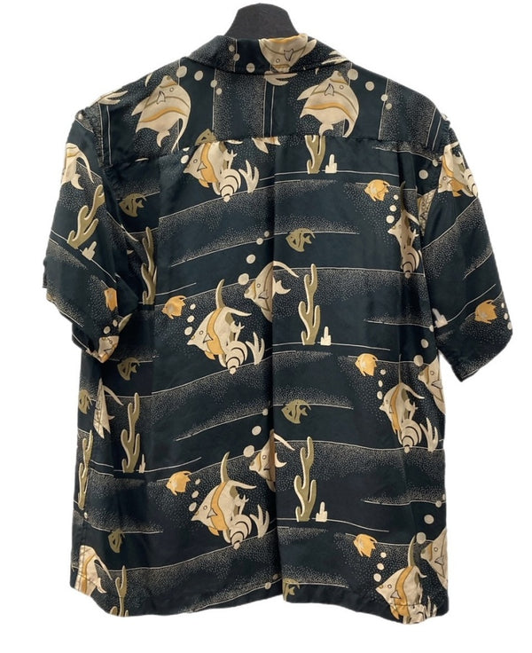 サンサーフ SUN SURF S/S SPECIAL EDITION ALOHA KIHI KIHI アロハ シャツ キヒ キヒ ハワイアン 半袖 開襟 魚 海 黒 SS30210 半袖シャツ 総柄 ブラック Sサイズ 104MT-1710