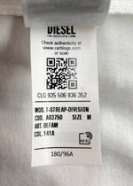 ディーゼル DIESEL T STREAP DIVISION ロゴ Tシャツ クルーネック 半袖 カットソー 刺繍 白 A03750 Tシャツ ロゴ ホワイト Mサイズ 104MT-1338